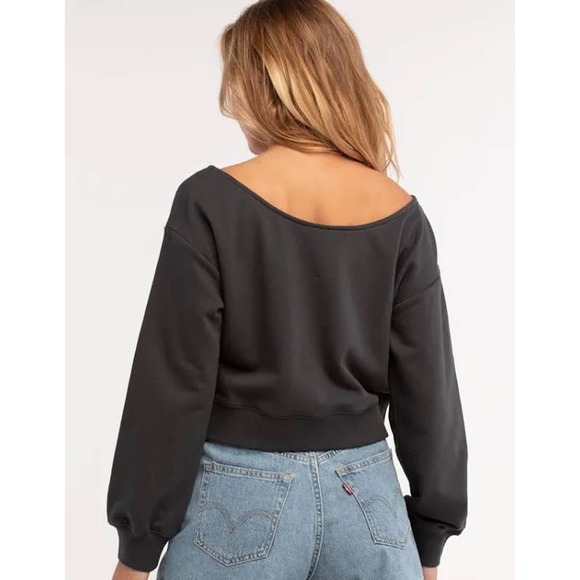 Adidas Women's Slouchy Crew Sweatshirt, Carbon SZ Small - Picture 5 of 6